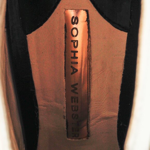 Sophia Webster White & Black Lace-Up Heeled Ankle Boots - Picture 11 of 11